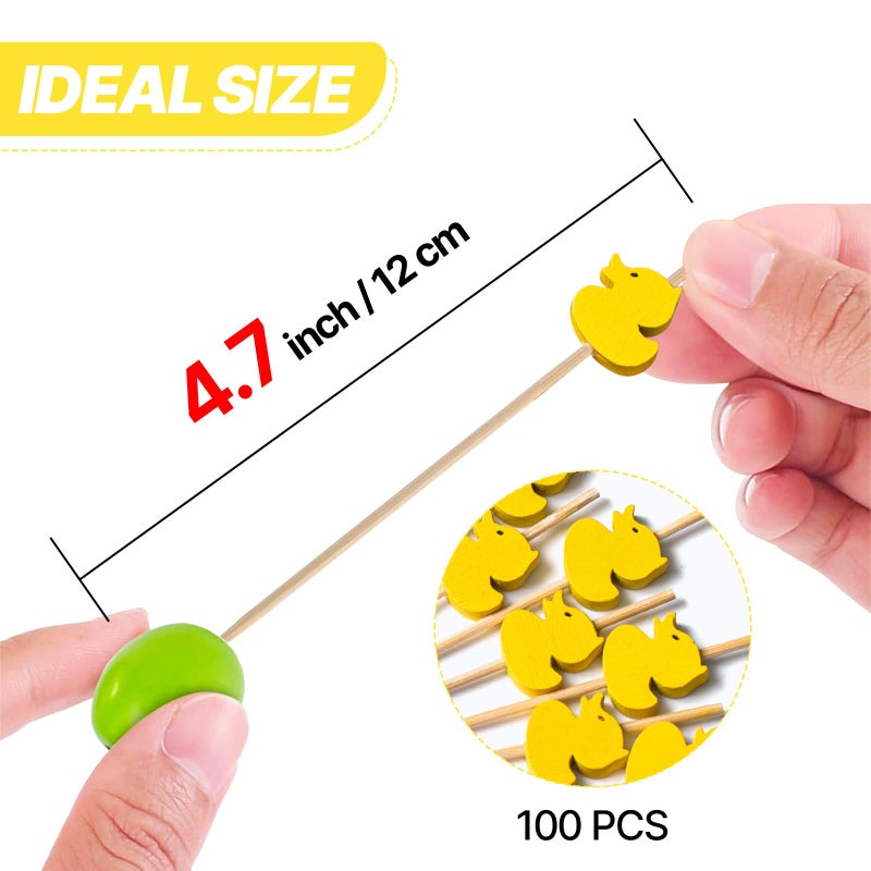 PuTwo Toothpicks 100 Counts Picks Handmade Natural Bamboo Cocktail Sticks,Yellow Ducks - Image 3